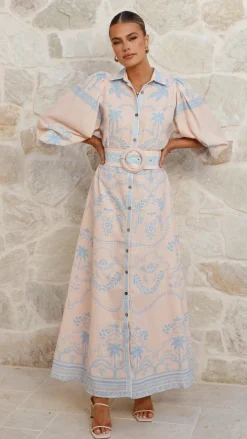 Xander Long Sleeve Maxi Dress - Blue