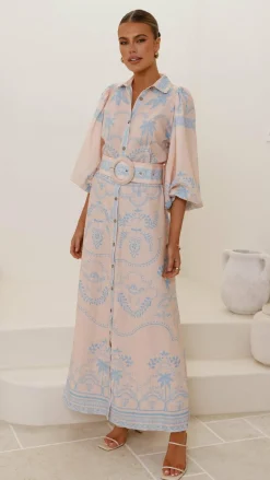 Xander Long Sleeve Maxi Dress - Blue