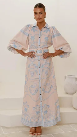 Xander Long Sleeve Maxi Dress - Blue