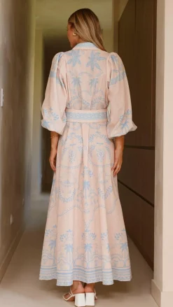 Xander Long Sleeve Maxi Dress - Blue