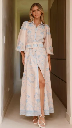 Xander Long Sleeve Maxi Dress - Blue