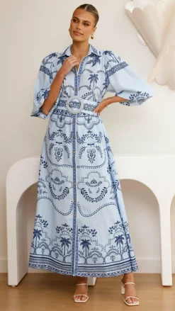 Xander Long Sleeve Maxi Dress - Indigo