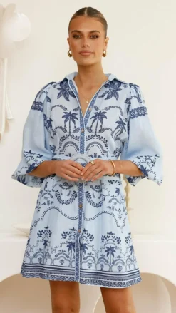 Xander Long Sleeve Mini Dress - Indigo