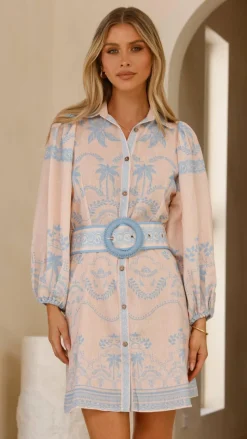 Xander Long Sleeve Mini Dress - Blue