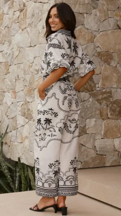 Xander Wide Leg Pants - Black/White