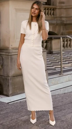 Xanthe Knit Maxi Skirt - Cream