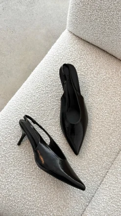 Xishi Heel - Black Crinkle Patent