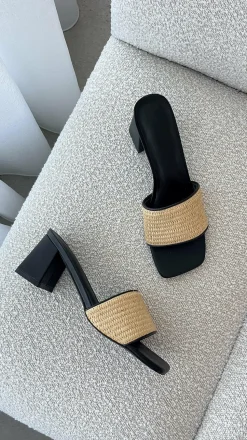 Yarina Heel - Natural Raffia-Black