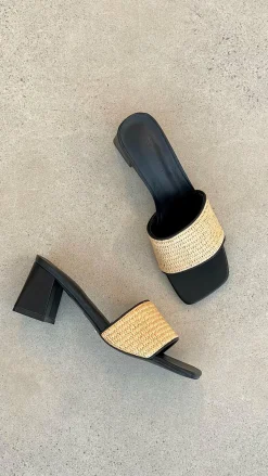 Yarina Heel - Natural Raffia-Black