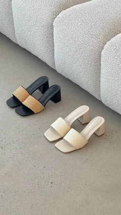 Yarina Heel - Natural Raffia-Black