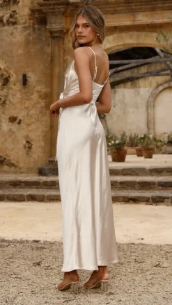 Yasmeen Tie Front Maxi Dress - Champagne