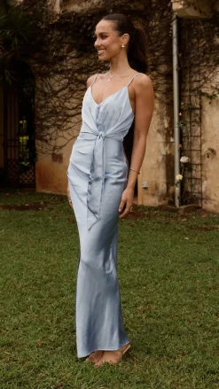 Yasmeen Tie Front Maxi Dress - Blue