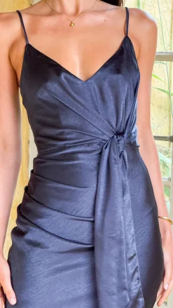 Yasmeen Tie Front Maxi Dress - Navy