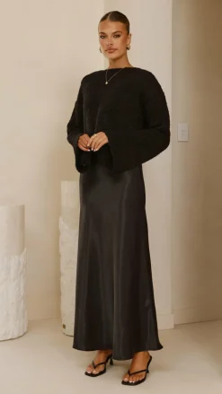 Zala Cropped Knit Sweater - Black