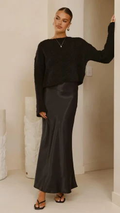 Zala Cropped Knit Sweater - Black