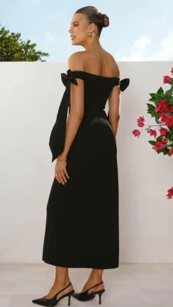 Zylah Off Shoulder Midi Dress - Black